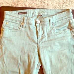 Sea foam, light sage skinny jeans